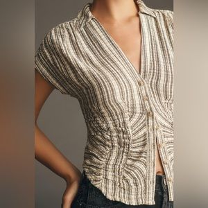 Pilcro Short-Sleeve Ruched Slim Top